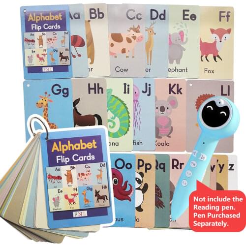 26Pcs/set English Alphabet Cartoon Flash Card Early Education Enlightenment Kindergarten Puzzle Card Educational Games for Kids
