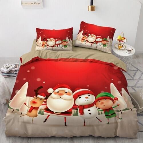 3D Christmas Design Comforter Case Duvet Quilt Cover Bedding Set Double King Queen Double Single Size Home Textile