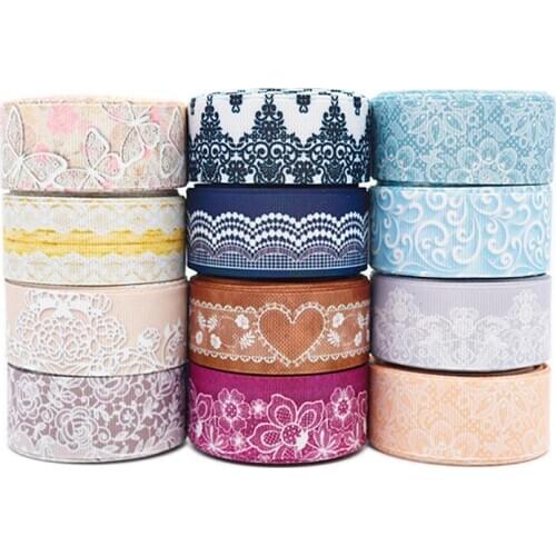 50 Yards 1' 25MM Lace Colors Printed Grosgrain Ribbons For Hair Bows DIY Handmade Materials Y2020110502