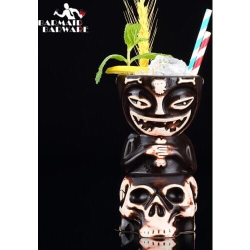 550ml Skull Doll Tiki Mug Cocktail Cup Beer Wine Mug Ceramic Tiki Mugs Art Crafts Creative Hawaii Mugs