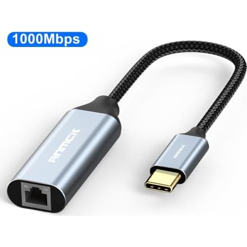 USB C Ethernet Adapter RJ45 Network Extension Cord Type-c Convertor For Laptops MacBook Pro USB-C Plug to RJ45 Adaptador