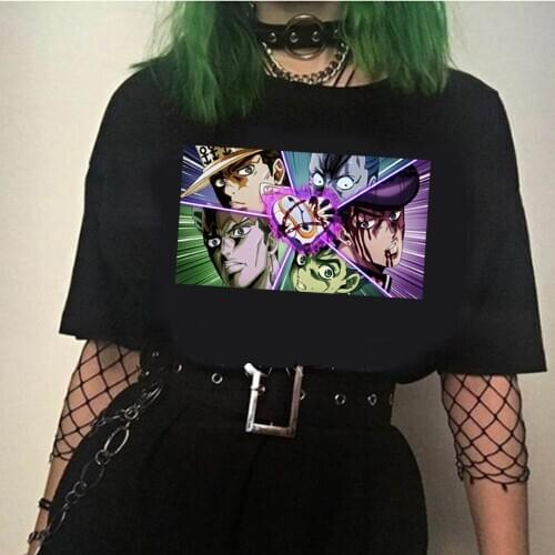 Jojos Bizarre Adventure Vintage women Manga T-shirt Harajuku Streetwear Hombre Japan Anime Shirt