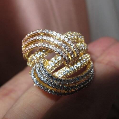 Promotion hot sale Women classic fashion cubic zircon geometric multi color line ring designer copper party jewelry