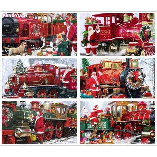 Diy 5D Diamond Painting Festival Landscape Rhinestone Art Full Diamond Embroidery Santa Claus Train Cross Stitch Kits Home Decor