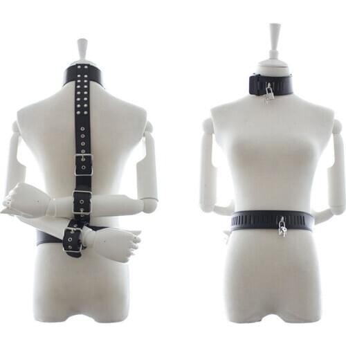 Bdsm Handcuffs Collar Restraints Neck Wrist Bondage Flirting Adlut Games Cosplay Erotic Slave Leather Sex Toys For Women Couples