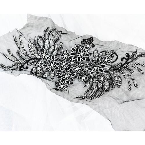 Bigsize sequins flower rhinestone patch apliques de roupa crystal rhinestone applique sew on patches for clothing para vestuario