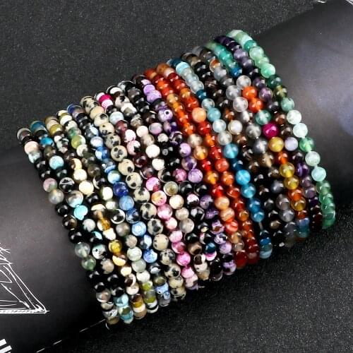4mm Agates Beaded Bracelets Charm Colorful Natural Stone Chakra Stretch Bracelet & Bangle for Women Men Yoga Jewelry pulseira