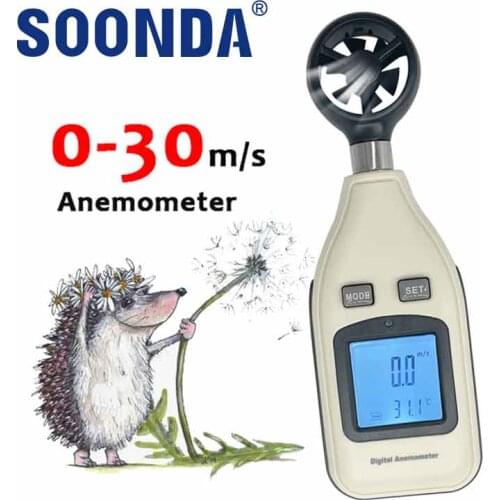 2-in-1 Digital Anemometer Measuring Instruments For Wind Speed And Temperature With Wind Senor Connected Air Flow Speed Meter