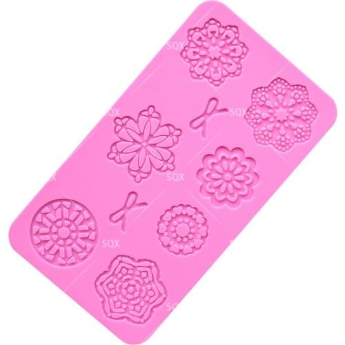 Flower Pattern Cake Mold Silicone Hollow Flower Fondant Mold Cake Decorating Molds Silicone Round Hollow Lace Mold LS31