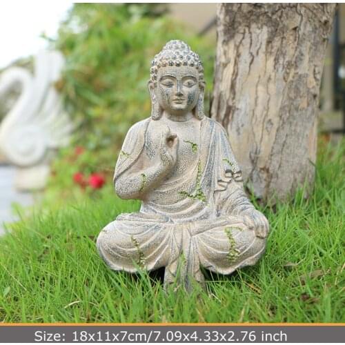Decorative Figurine Shakyamuni Resin Laughing Buddha Statue Home Outdoor Decor for Garden Patio Desk Porch Yard Art Decoration