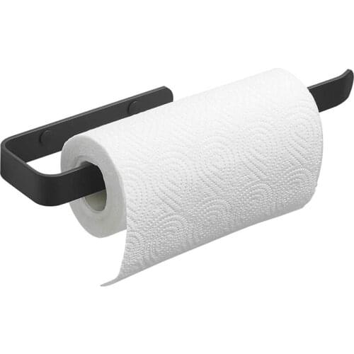 Paper Towel Holder Under Cabinet for Kitchen Toilet Holder Hanger Towel Bar Towel Rack Aluminum Matte Black Bathroom Hardware