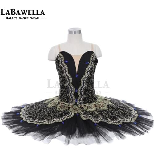 Classic Platter Tutu Costume Black Gold Professional Tutu Paquita Peformance Ballerina Pancake Tutu For Adults JY003D
