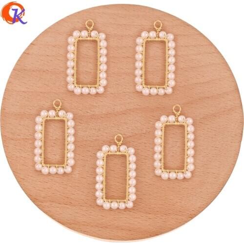 Cordial Design 30Pcs 17*31MM Jewelry Accessories/Imitation Pearl/Rectangle Shape/Genuine Gold Plating/Hand Made/Charms/DIY Parts