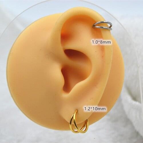 20pcs/Lot Double Rings 316L Surgical Steel Hinged Segment Earring Nose Clicker Cartilage Helix Hoop Septum Rings 18G 16G Hot