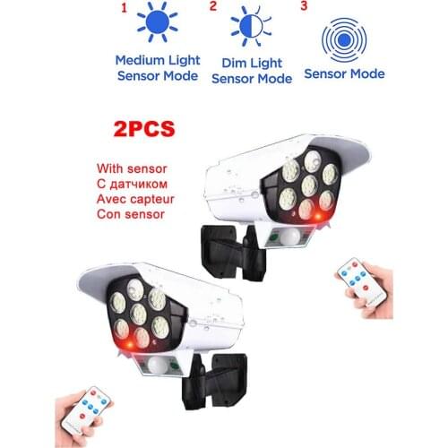 2pcs remote solar fake monitor dummy camera Lamp Outdoor Torch Lights Safety Waterproof Garden Décor street security lighting mo