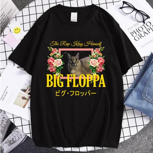 2021 Hot Sale Tees Big Floppa Floral Aesthetic Print Couple T-shirts Summer T-Shirt Casual Clothes Unique Trend Style Streetwear