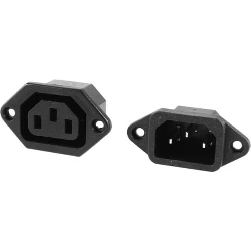 GTBL IEC C14 C1 32 pcs 3-pin chassis panel mount plug connector AC 250V 10A black