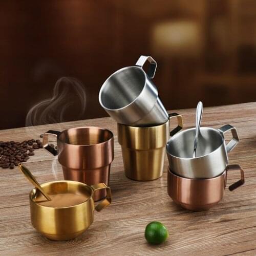 Quality 220/300 Double Wall Anti Scalding Coffee Mug Insulated Portable Stainless Steel Polishing Beer Tea Juice Drinking Cup