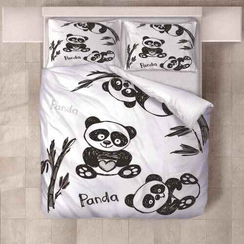 Lovely Panda Printed Bedding Set 3d Digital Printing Duvet Cover Pillowcase for Teen Kids Single Queen King Size Bed Sets 3pcs