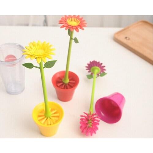 Korean home sun flower pot brush decontamination strong creative kitchen sponge cleaning cup bottle brush 9x17.5cm ss322