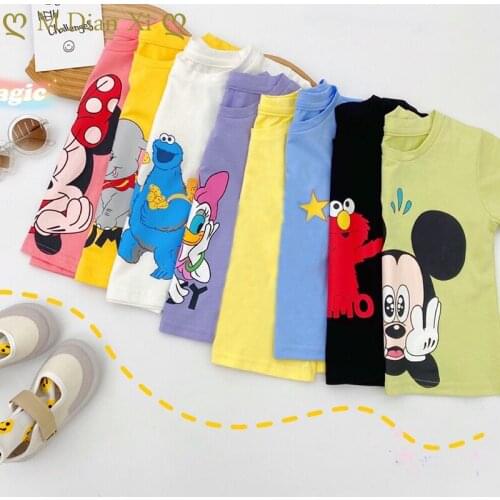 Summer Fashion Cute Unisex Cartoon Minnie T-shirt Children Boys Short Sleeves Tees Baby Kids Cotton Tops for Girls Clothes 1-7Y