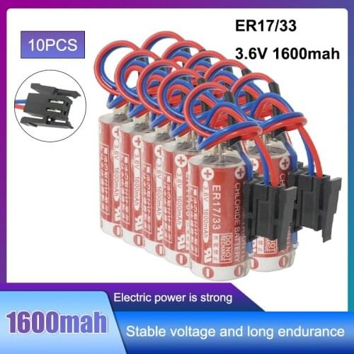 10pcs/lot NEW Maxell 3.6V 1600mah ER17/33 ER 17/33 PLC industrial control lithium battery batteries with black plug