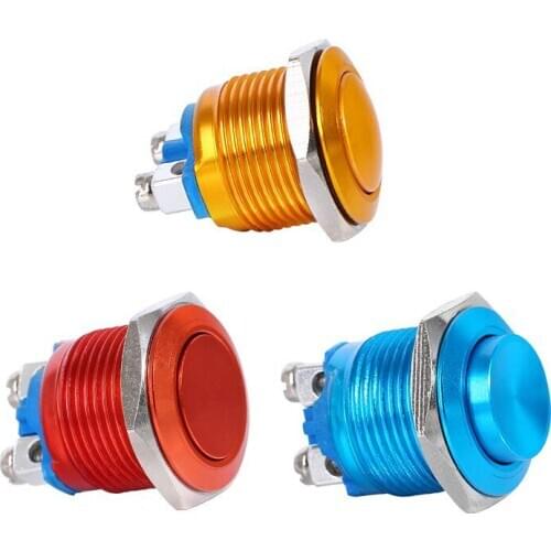 19mm 22mm Waterproof Reset Metal Push Button Switch 1NO1NC Flat extended Head Screw Feet Door Bell Horn Car Auto Engine Start