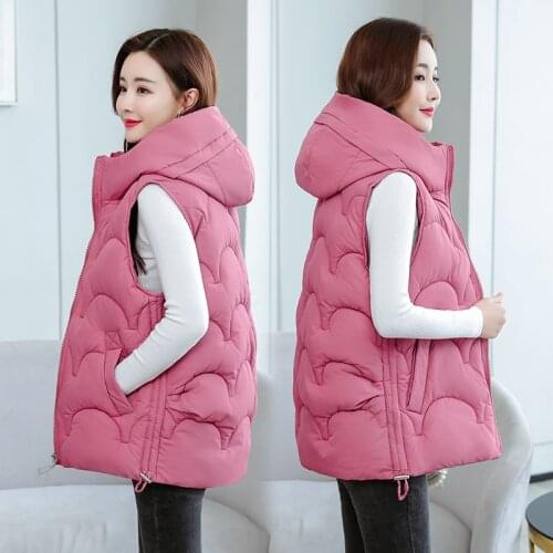 Fashion New Autumn Winter Long Cotton Vest Women Jacket Korean Hooded Sleeveless Coat Plus Size Slim Warm Ladies Waistcoat 5XL