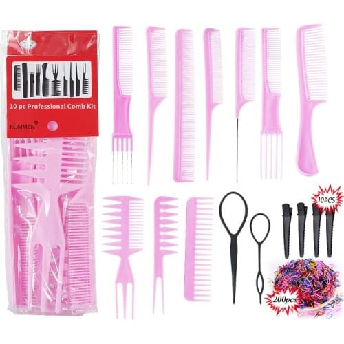 Hairdressing Combs Set Stylist Portable Tool Anti-static Detangler Comb Barber Styling Tool Hair Brush Woman Men Pink Set Comb