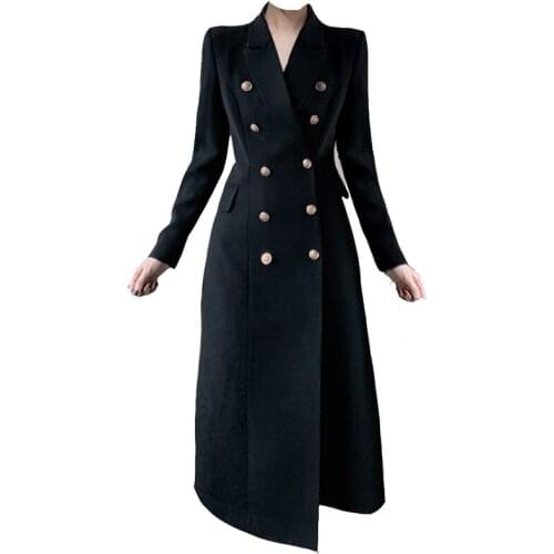2021 New Elegant Double breasted Office Wear Dress Women Winter Dresses Business Work Vestidos