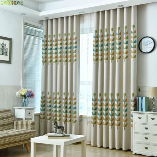 Cartoon Leaves Window Curtains Baby Room Children Kids Room Princess Finished Blackout Curtain Drapes for Living Room Bedroom