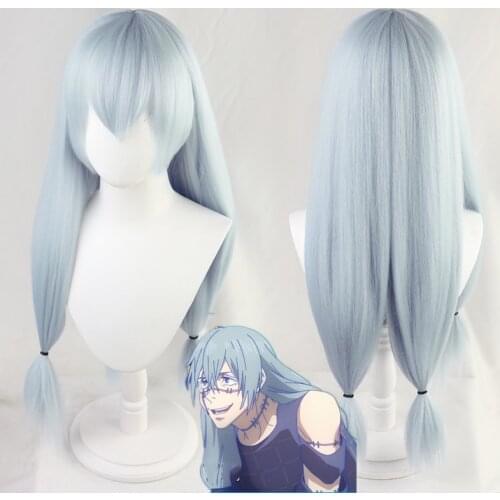 Anime Jujutsu Kaisen Mahito Cosplay Wig Long Blue Straight Heat Resistant Synthetic Hair Role Play Cosplay Wigs + Wig Cap