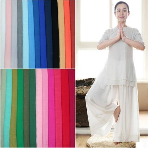 Half meter soft silk bamboo cotton linen fabric solid color for robe yoga clothes gallus lining thin soft T878