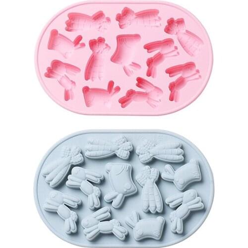 Silicone Moulds Rabbit Carrot Shape Chocolate Gummy Candy Pudding Ice Cube Easter Baking Tools Cake Decoration Accessories