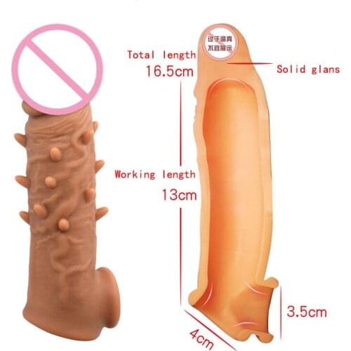 Silicone Penis Sleeve Enlargers Dick Delay Ejaculation For Men Enlargement Condoms Reusable Sex Toys Barbed Enhanced Stimulation