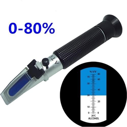 Alcohol Refractometer Portable Refractometer For Liquor Alcohol Content Tester 0-80% V/V ATC Durable Refractometers Retail Box