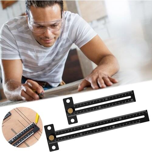 180/280mm Woodworking Scribing Ruler Aluminum Alloy T-type Scriber Measuring Carpentry Marking Gauge Carpenter DIY Tools