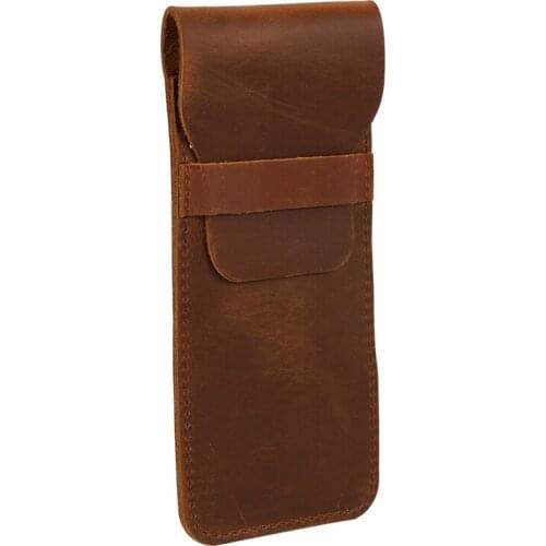 Vintage Leather 10 Holes Harmonica Storage Bag Brown Protective Harp Bag Portable Diatonic Harp Case Accessories
