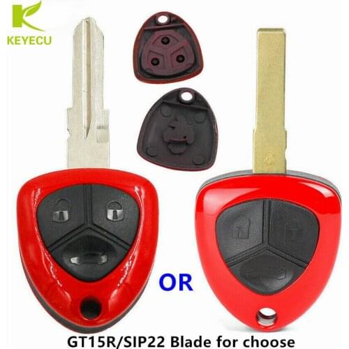 KEYECU Replacement Remote Key Shell Case Fob 3 Butttn for Ferrari California 458 612 599 Uncut GT15R/SIP22 Blade With Logo