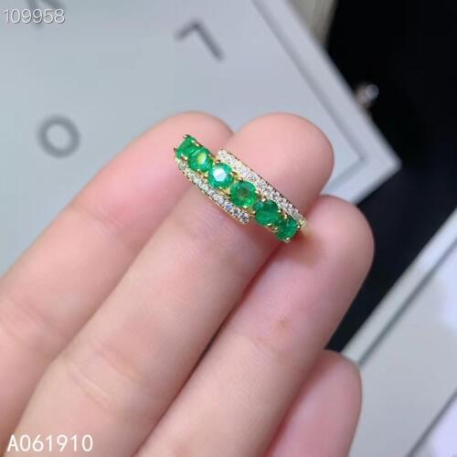 KJJEAXCMY boutique jewelry 925 sterling silver inlaid natural emerald female ring support detection fashion