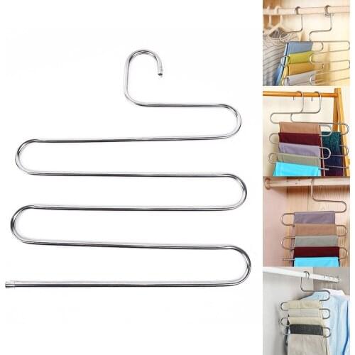 1* 36*38 Cm Useful Pants Trousers Hanging Clothes Hanger Home 5 Layers Space Saver Neat Roomfor Clothes, Towel, Scarf, Etc