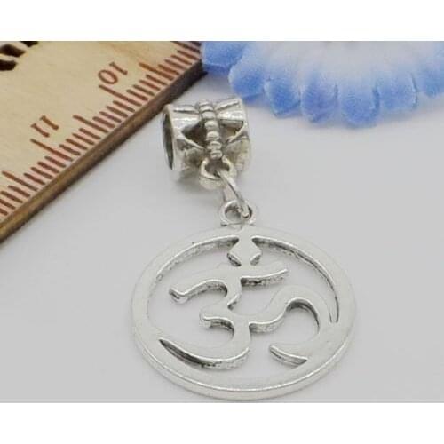 10Pcs Tibetan Silver Yoga OM Charms Dangle Beads Fit pendant Bracelet 33x24mm