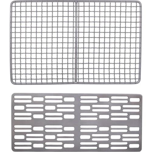 2 Pcs Titanium Charcoal Bbq Grill Barbecue Net Camping Outdoor Grill Net,255 x 165mm & 250 x 110mm