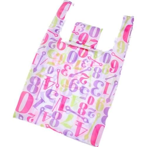 25PCS / LOT Oxford Reusable Shopping Bags Printing Foldable Tote Bag Portable Eco Grocery Bag Large Capacity Handbags