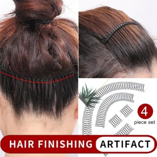 4 PCS Stretchable U-shape Alloy Hair Finishing Fixer Flexible Clip-shaped Comb Set Hair Accessory for Flyaway Hairs SANA