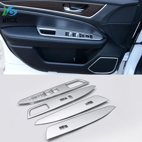 ABS Chrome Car Styling Armrest Panel Window Lifter Switch Cover Decorative Sticker For Honda Avancier 2017 2018 Auto Accessories