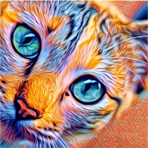 QIZITENG 5D Diamond Painting Full Square/round Animal Embroidery Color Cat Art Cross Stitch Home Decoration Mosaic Handmade Kit