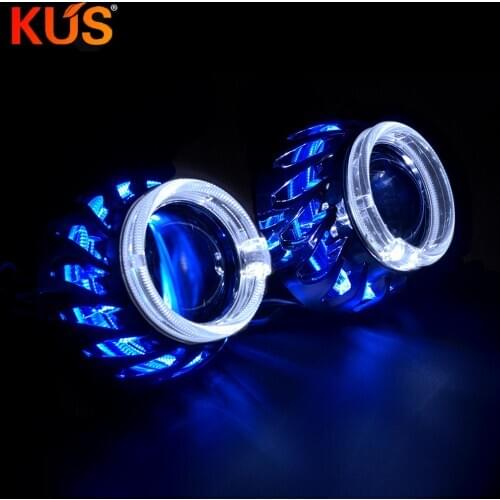 2.5 Inch 8.1VER Mini Bixenon projector lens with dual COB angel eyes DRL mask shrouds for Headlights H4 H7 Car Retrofit Headlamp