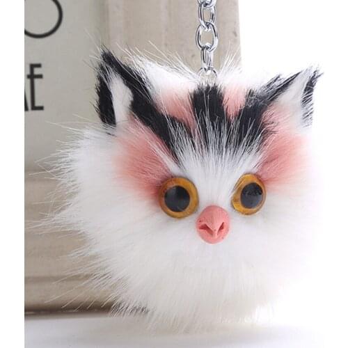Cute Pompon Kitty Keychain Creative High Quality Simulation Rabbit Hair Fashion Women Men Bag Car Key Accessories Charm Keyring