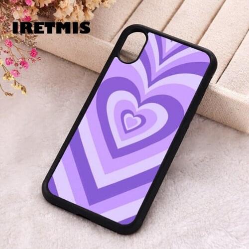Iretmis 5 5S SE 2020 Phone Cover Case for iPhone 6 6S 7 8 Plus X Xs XR 11 12 Mini Pro Max Rubber Silicone Purple Heart